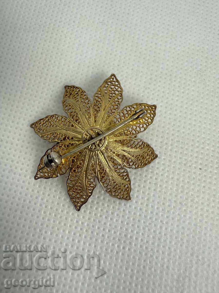 Παράδοση Χειροποίητη ασημένια καρφίτσα - Topazio. №7595 Παράδοση Χειροποίητη ασημένια καρφίτσα - Topazio. №7595