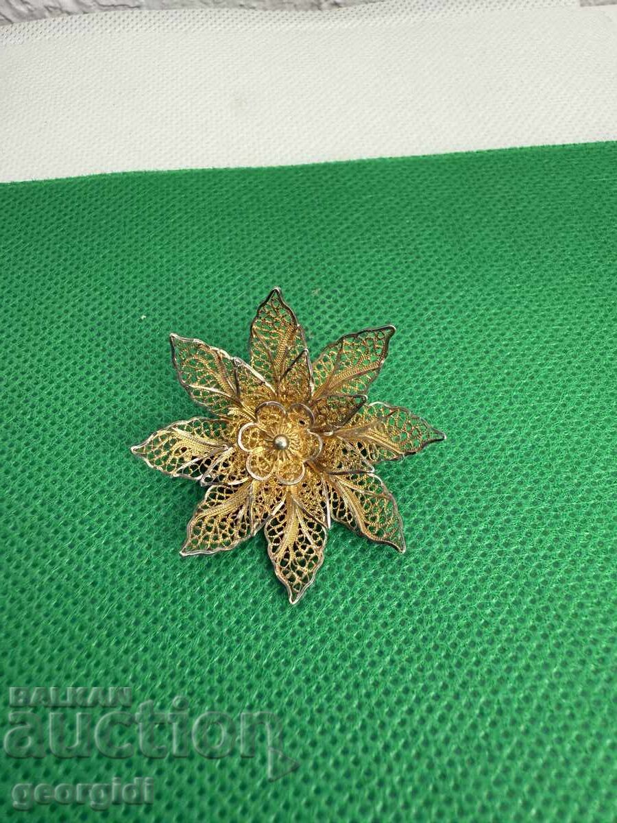 Χειροποίητη ασημένια καρφίτσα - Topazio. №7595 Χειροποίητη ασημένια καρφίτσα - Topazio. №7595