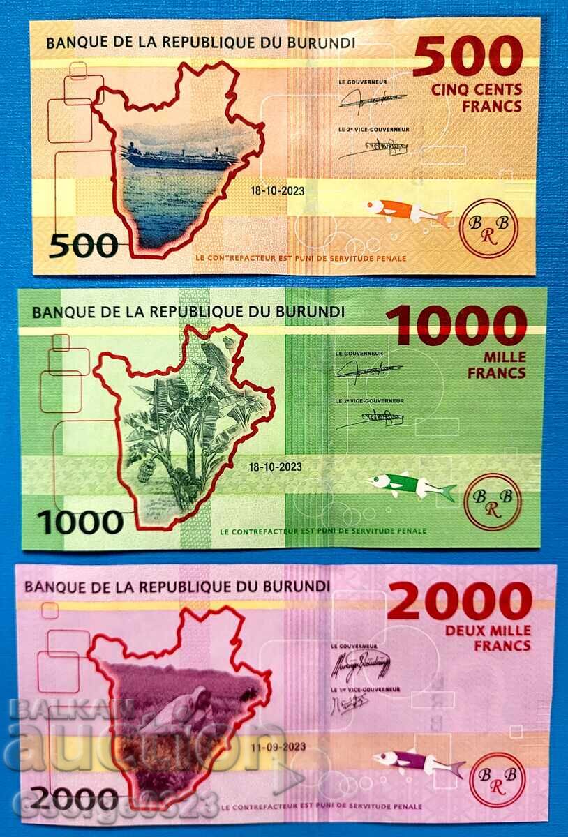 Μπουρούντι 3 τεμάχια σετ 500 1000 2000 φράγκα 2023 UNC Καινούργια με τιμή 10.99 BGN | € 5.62