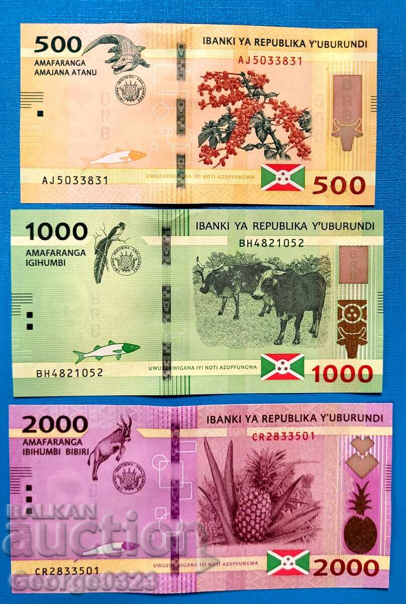 Μπουρούντι 3 τεμάχια σετ 500 1000 2000 φράγκα 2023 UNC Καινούργια