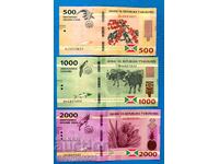 Бурунди 3 броя сет 500 1000 2000 франка 2023 UNC Нови