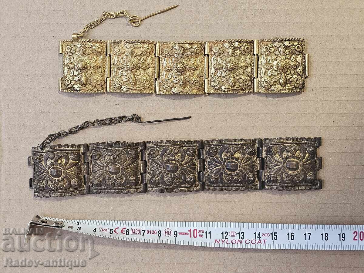 2 pieces - Revival Bulgarian bracelets with gold plating, ethnography 2 pieces - Revival Bulgarian bracelets with gold plating, ethnography