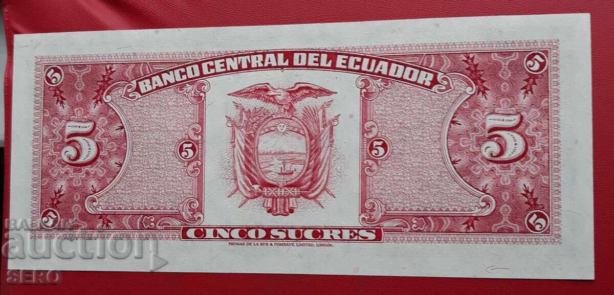 Banknote - Ecuador - 5 Sucre 1980 with price 8.00 BGN | € 4.09 Banknote - Ecuador - 5 Sucre 1980 with price 8.00 BGN | € 4.09