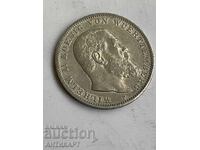 Row of silver coin 3 marks 1911 Germany Württemberg