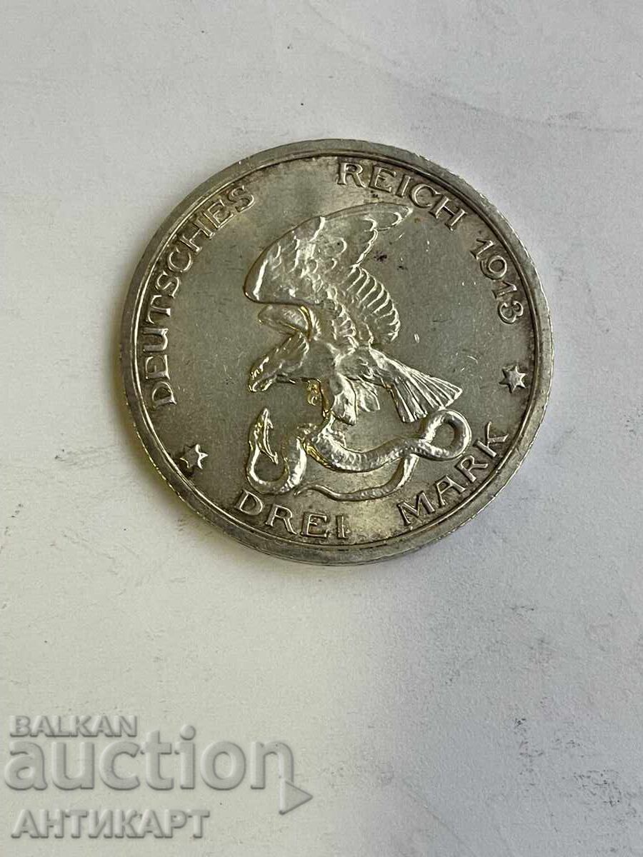 Germany Rare Silver Coin 3 Marks Prussia 1913 Silver with price 64.00 BGN | € 32.72 Germany Rare Silver Coin 3 Marks Prussia 1913 Silver with price 64.00 BGN | € 32.72
