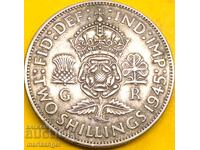 Great Britain 2 Shillings 1945 Florin Silver