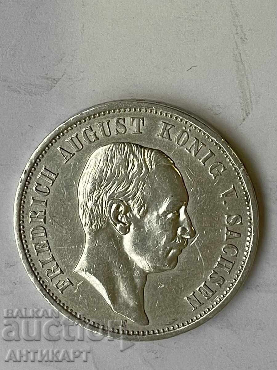 Germany Rare Silver Coin 3 Marks 1909 Saxony Silver Germany Rare Silver Coin 3 Marks 1909 Saxony Silver