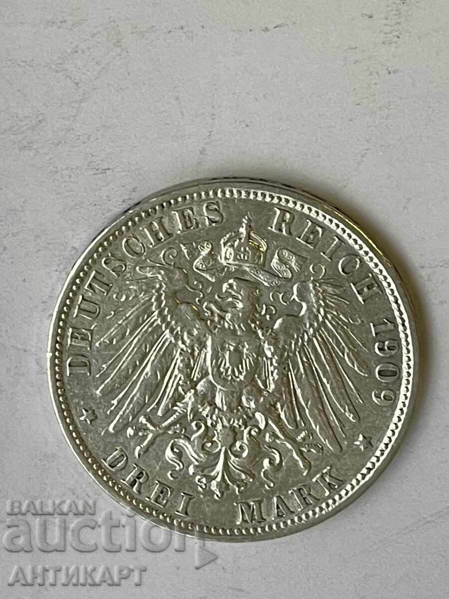 Germany Rare Silver Coin 3 Marks Otto 1909 Bavaria with price 59.00 BGN | € 30.17 Germany Rare Silver Coin 3 Marks Otto 1909 Bavaria with price 59.00 BGN | € 30.17