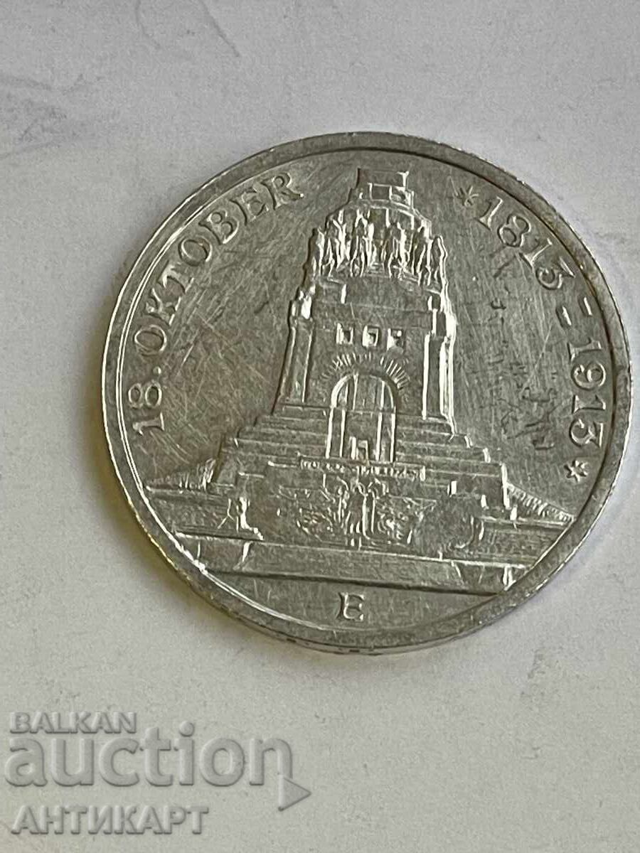 Silver Coin 3 Mark 1913 Germany Saxony Battle of Leipzig Silver Coin 3 Mark 1913 Germany Saxony Battle of Leipzig