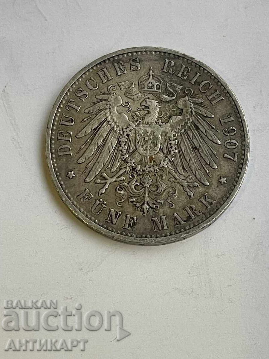 Germany Silver Coin 5 Marks 1907 Württemberg Silver with price 95.00 BGN | € 48.57