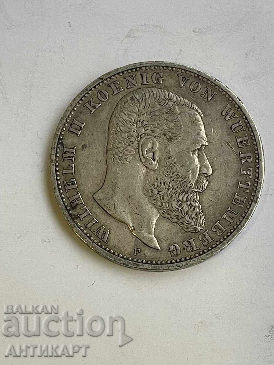 Germany Silver Coin 5 Marks 1907 Württemberg Silver