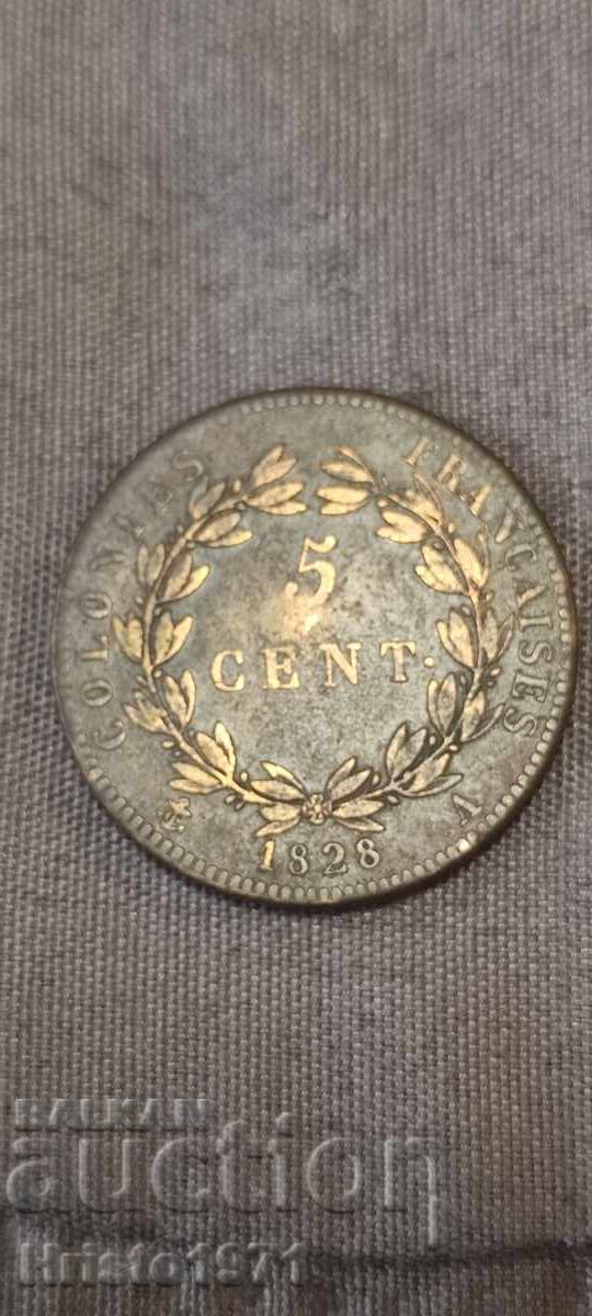 5 Centimes 1828 with price 35.00 BGN | € 17.90