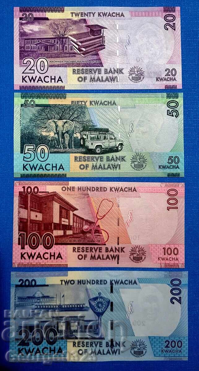 Malawi 4 piece set 20 50 100 200 Kwacha UNC New with price 9.99 BGN | € 5.11 Malawi 4 piece set 20 50 100 200 Kwacha UNC New with price 9.99 BGN | € 5.11