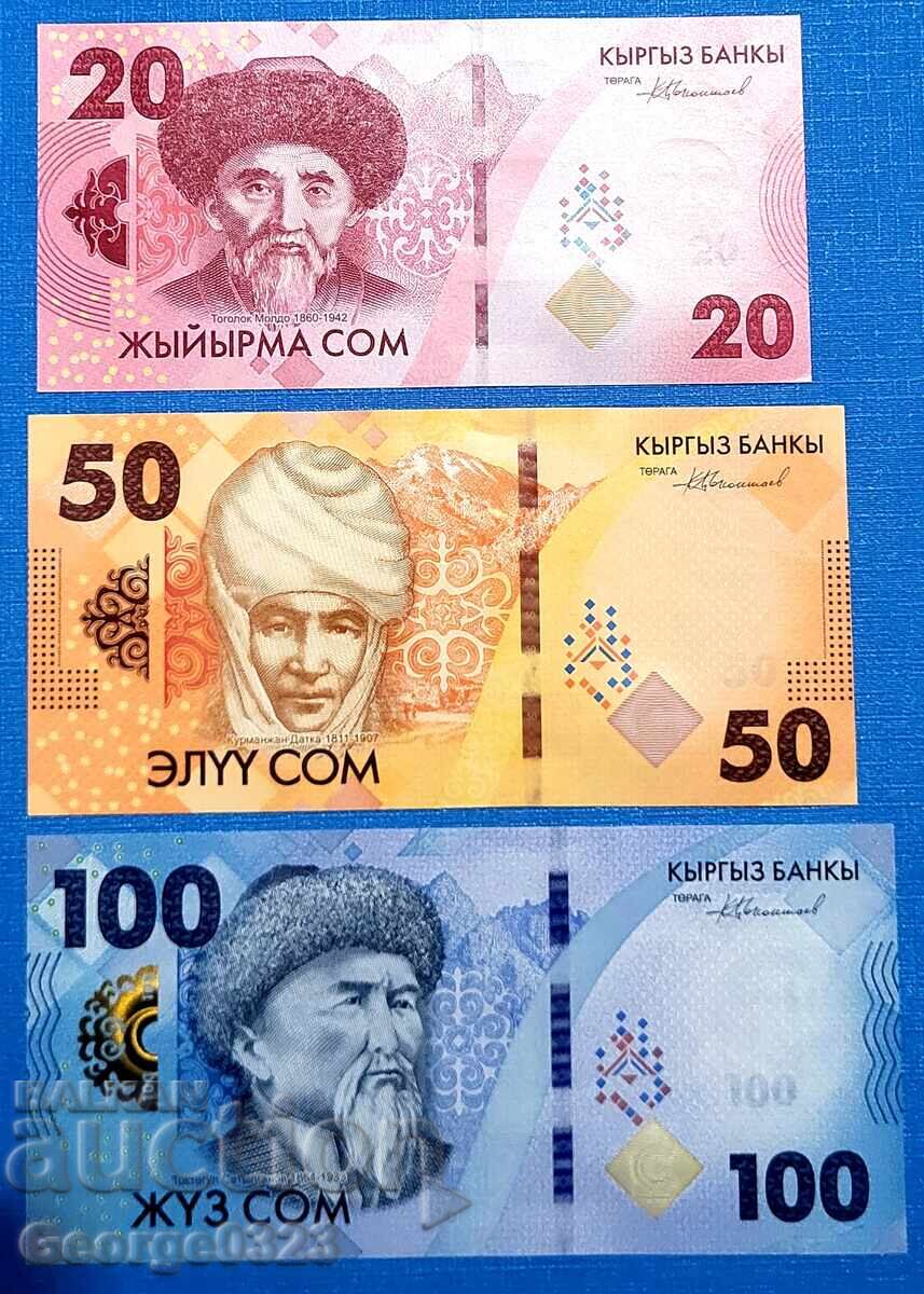 Kârgâzstan 2023 3 bucăți set 20 50 100 som UNC Noi