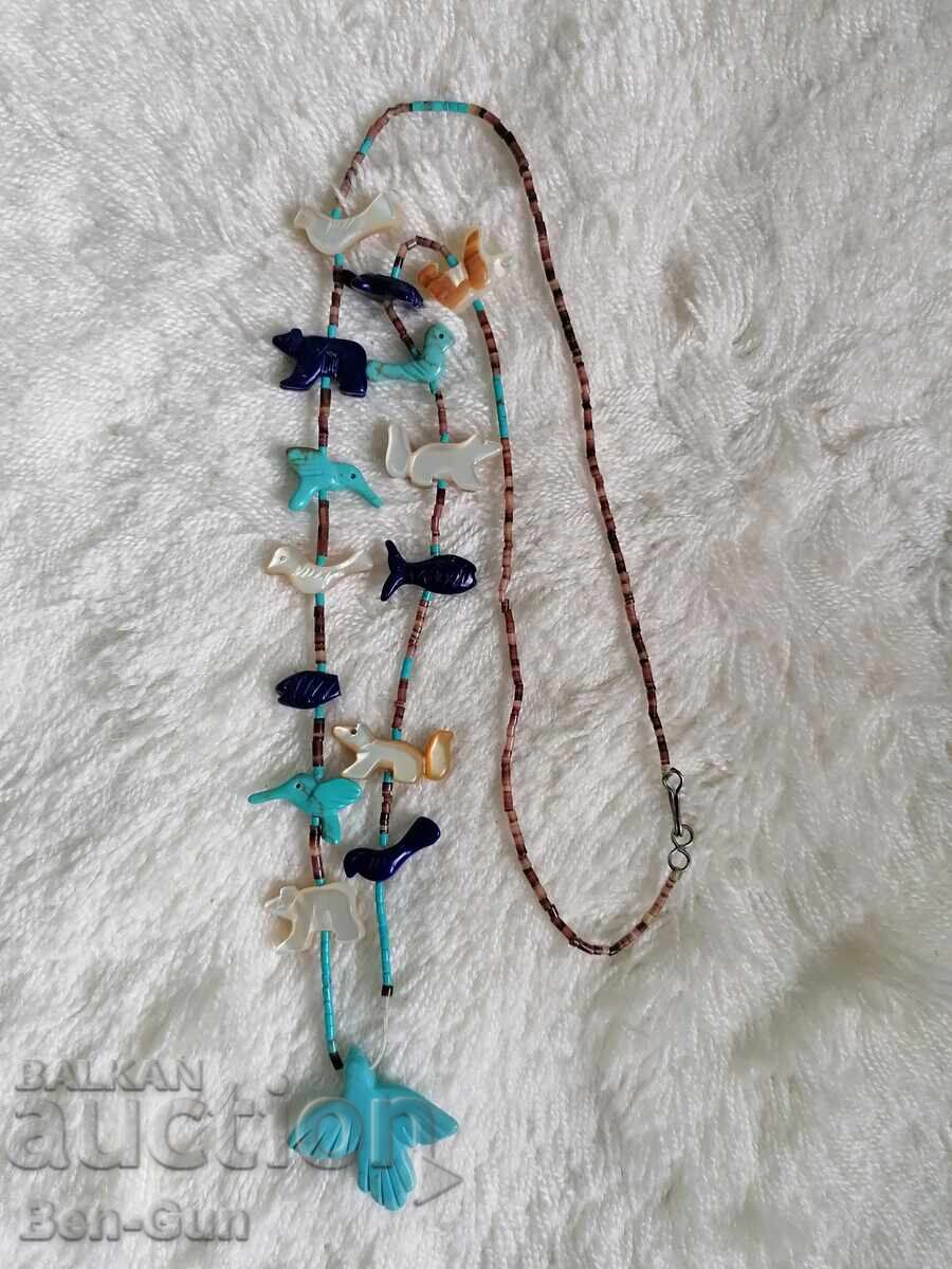 Mother-of-pearl necklace, semi-precious stones, etc - 5