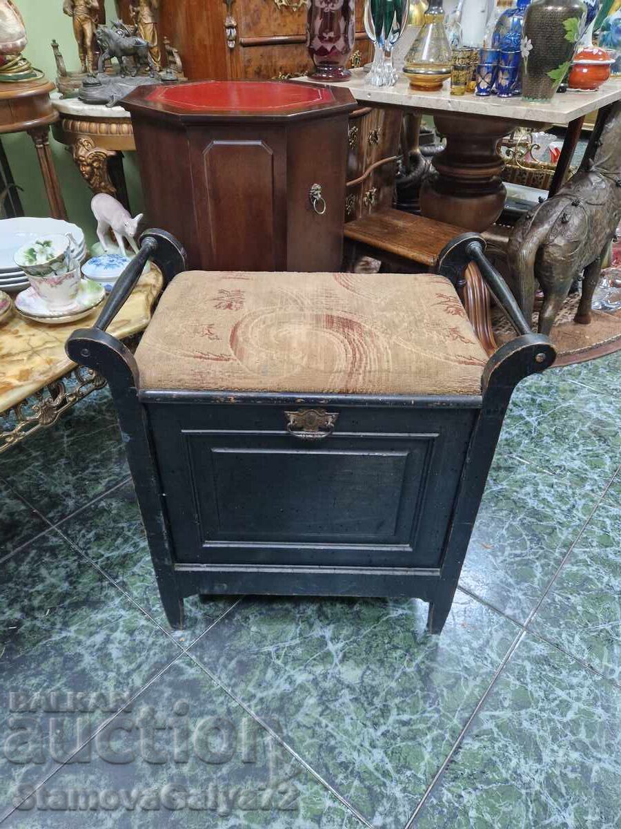 Minunată taburetă antică englezească din lemn pentru pian