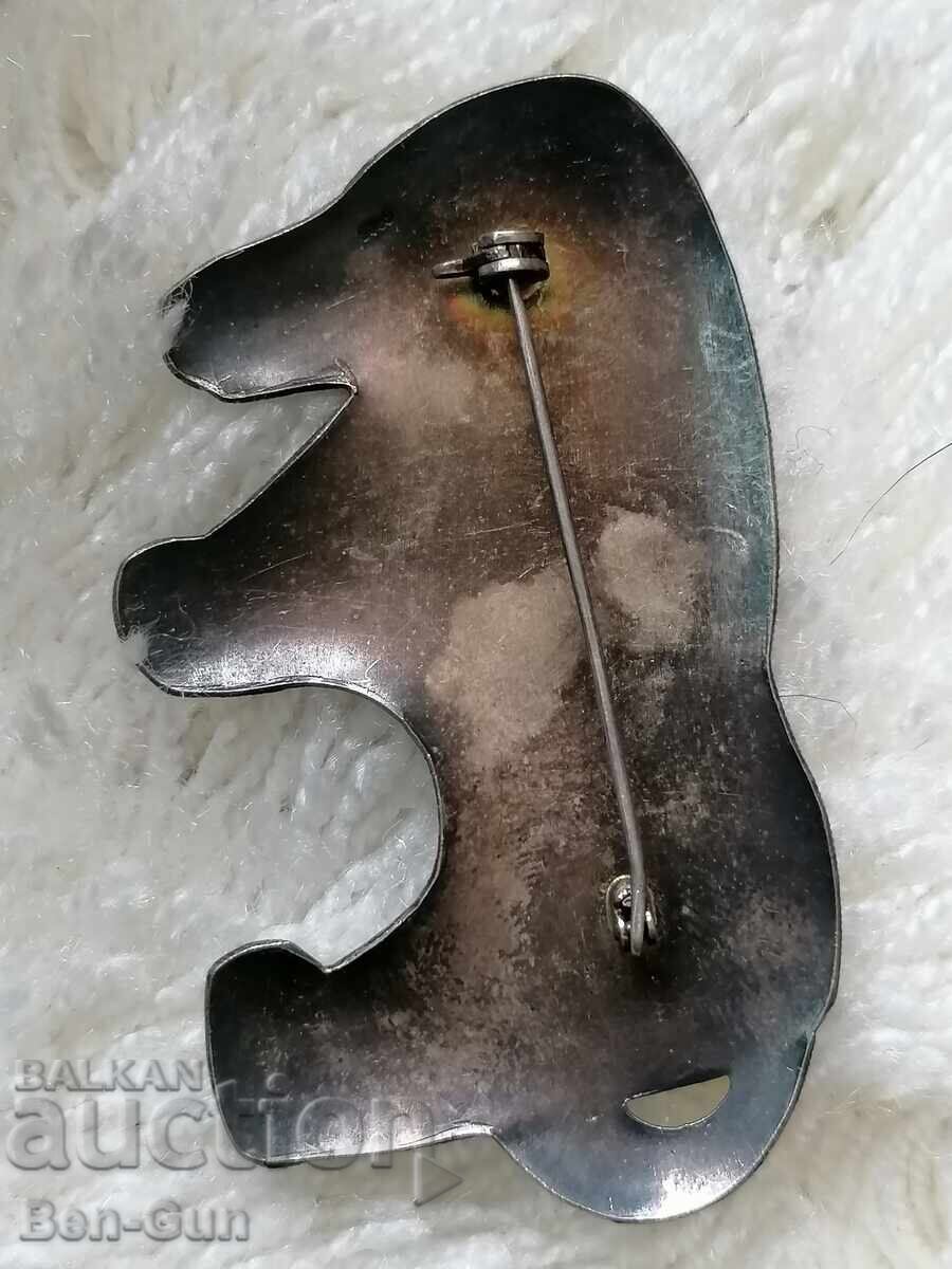 Silver brooch with enamel - 5