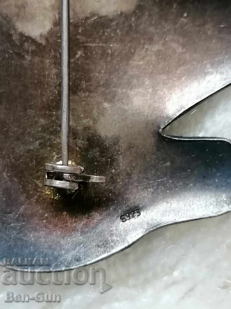 Silver brooch with enamel - 6