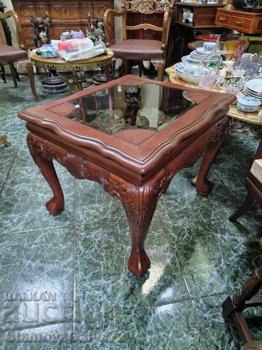 Masă antică englezească din lemn Chippendale unică - 5