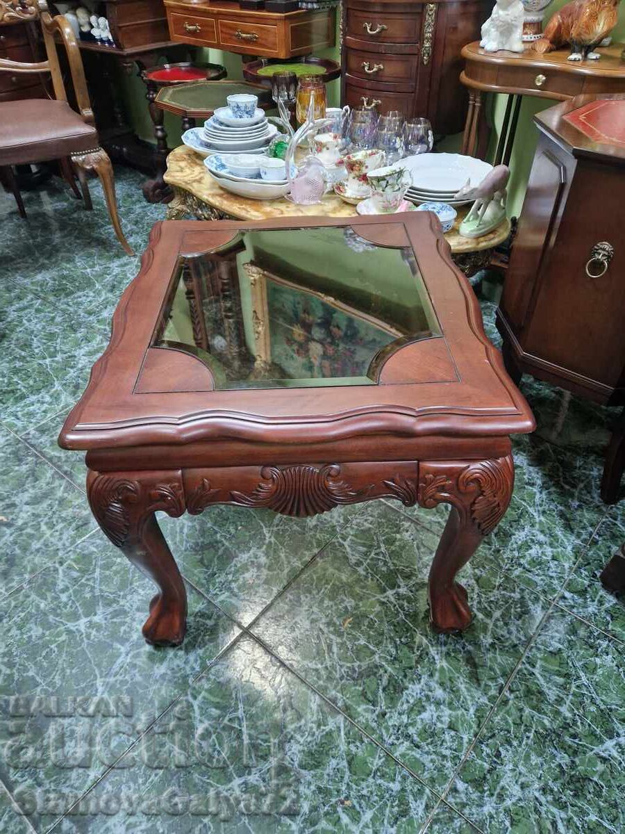 Masă antică englezească din lemn Chippendale unică - 7