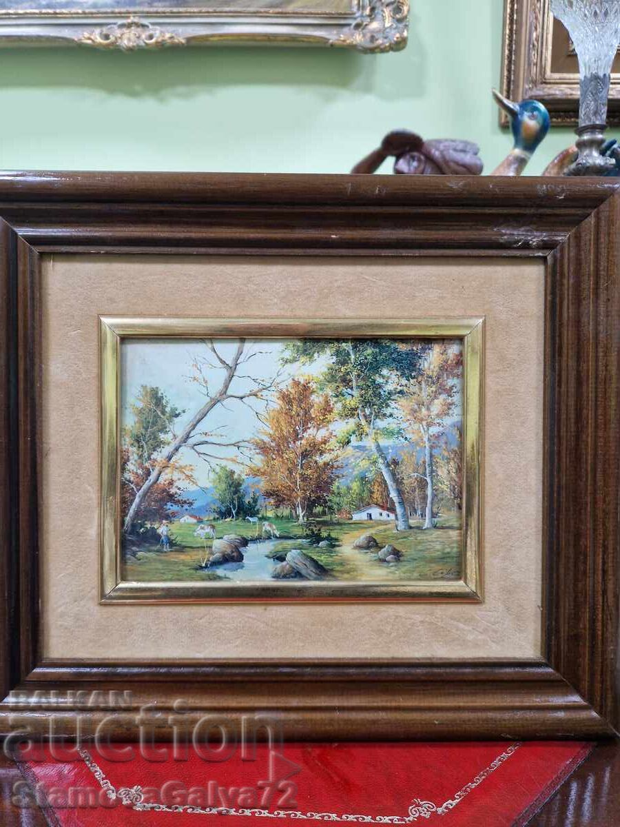 Δημοπρασία Υπέροχος αντίκα γαλλικός πίνακας ζωγραφικής με σμάλτο