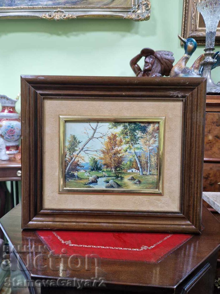 Minunată pictură antică franceză de autor, email