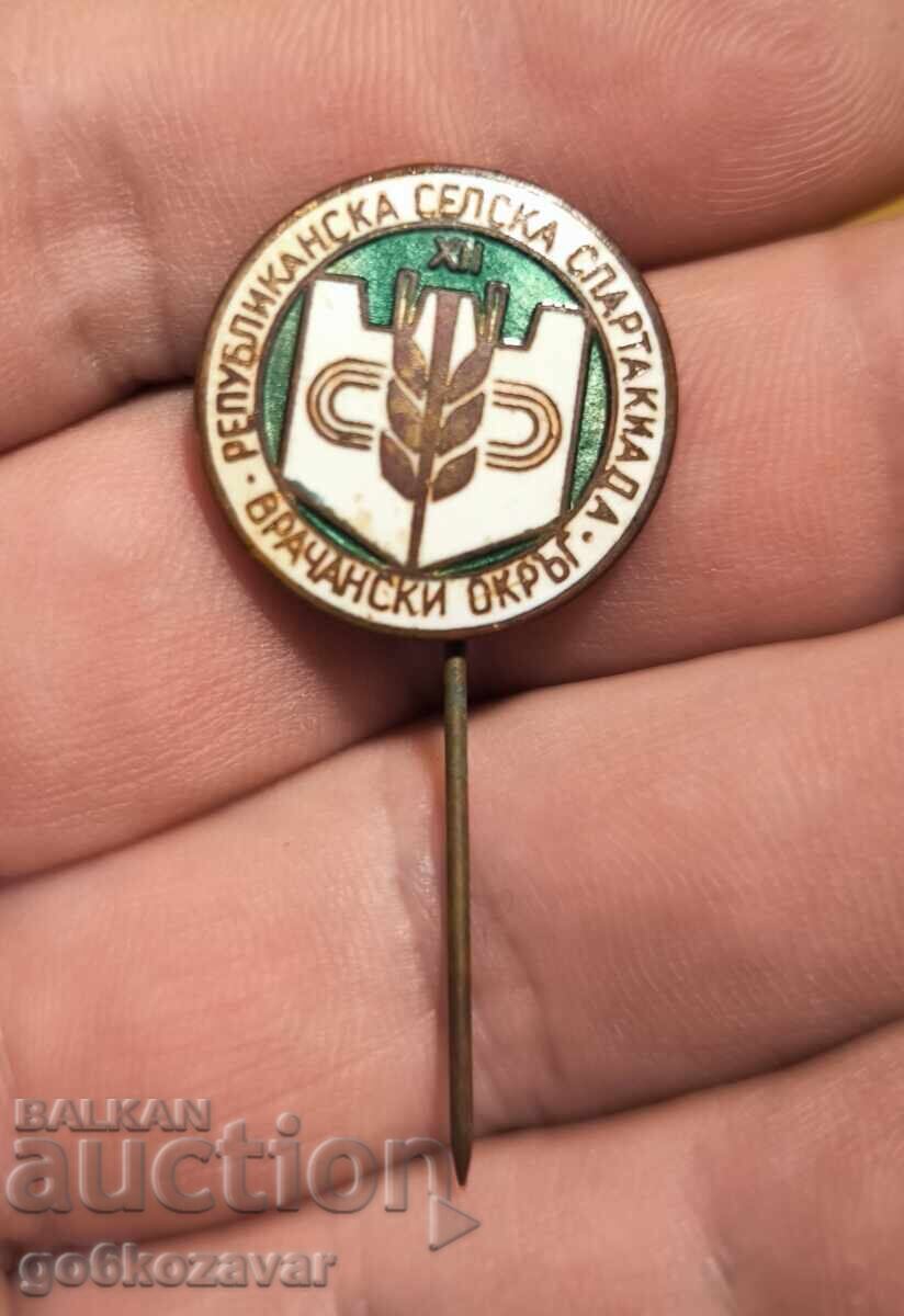 Insigna XII Spartachiadă Republicană Rurală Regiunea Vrața