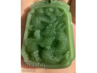 ΒΖΤ! 250κ-τ φυσικό μενταγιόν φυλαχτό νεφρίτη δράκος από 1στ!