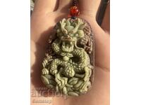 ΒΖΤ! 160κ-τa φυσικό μενταγιόν φυλαχτό νεφρίτη δράκος από 1στ!