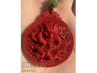 ΒΖΤ! 75 τμχ. φυσικό μενταγιόν φυλαχτό κιννάβαρης δράκος από 1στ!