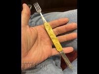 Βουλγαρικό Παλιό τσεπάκι Μαχαίρι Μαχαίρι Δρεπάνι Σφυρί Φίλντισι Πιρούνι