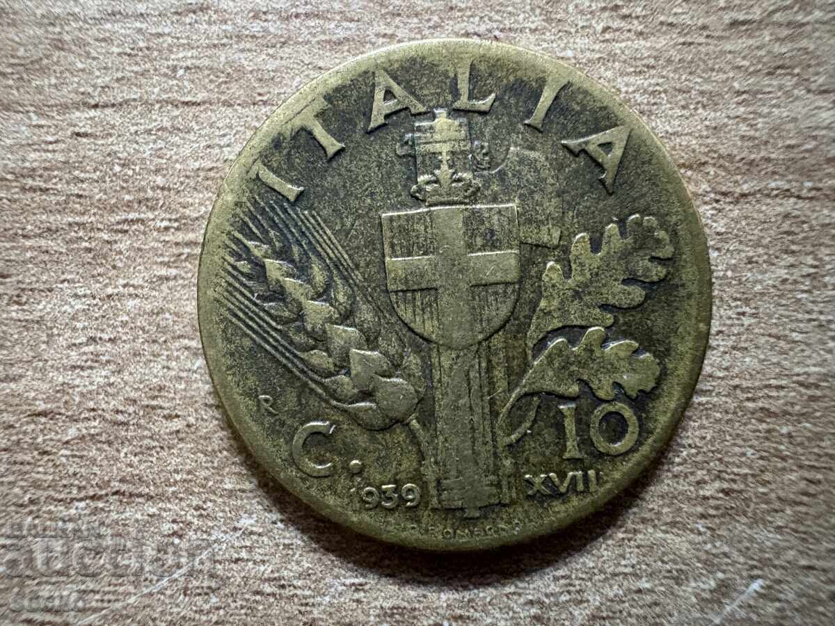 Италия - 10 чентезими (1939) - бронз Италия - 10 чентезими (1939) - бронз