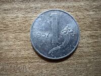 Italia - 1 liră (1957)