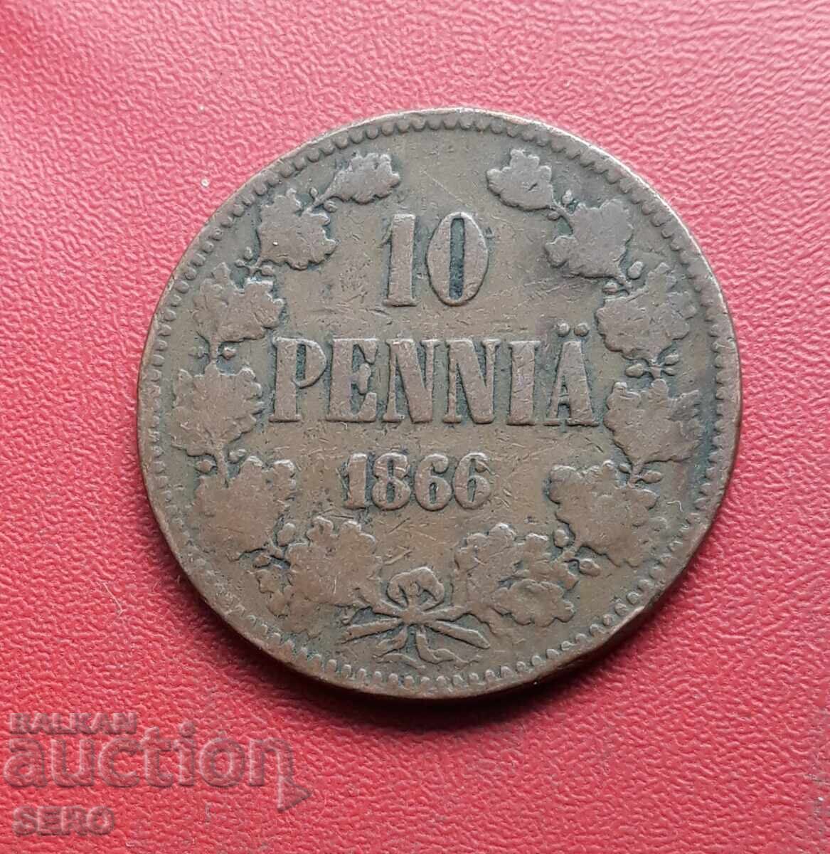 Russia-Finland-10 Penniä 1866 Russia-Finland-10 Penniä 1866
