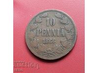 Russia-Finland-10 Penniä 1866