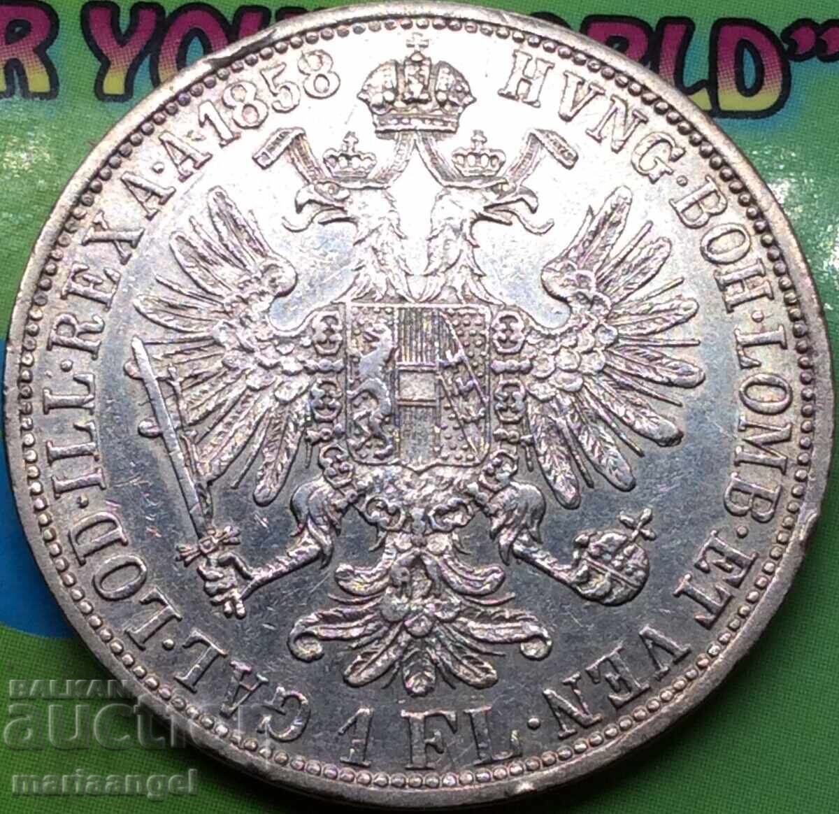 Австрия 1 флорин 1858 А - Вена Франц Йозеф сребро Патина - 7 Австрия 1 флорин 1858 А - Вена Франц Йозеф сребро Патина - 7