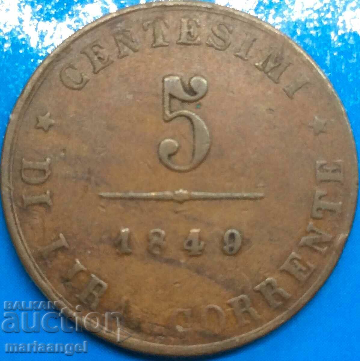 5 centesimi 1849 Italy 24mm copper with price 45.00 BGN | € 23.01