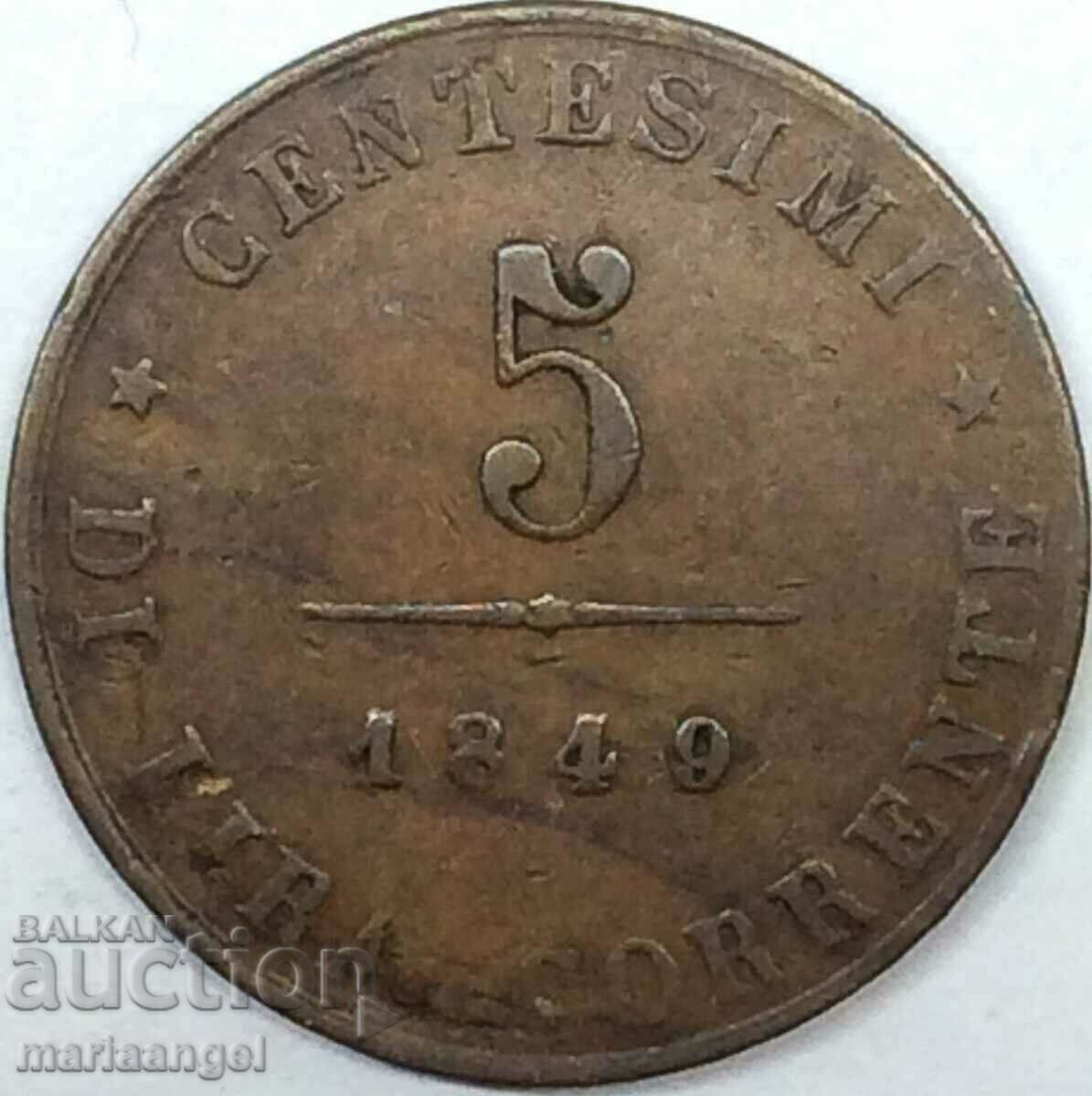 5 centesimi 1849 Italy 24mm copper - 6