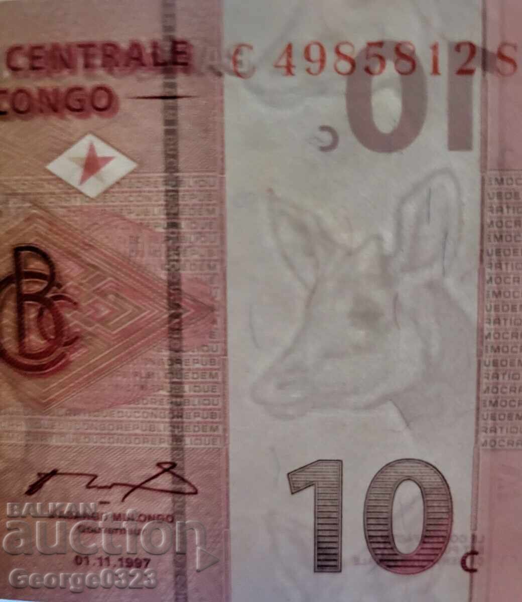 Аукцион Конго 1997 10 сантима UNC Нова