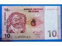 Конго 1997 10 сантима UNC Нова