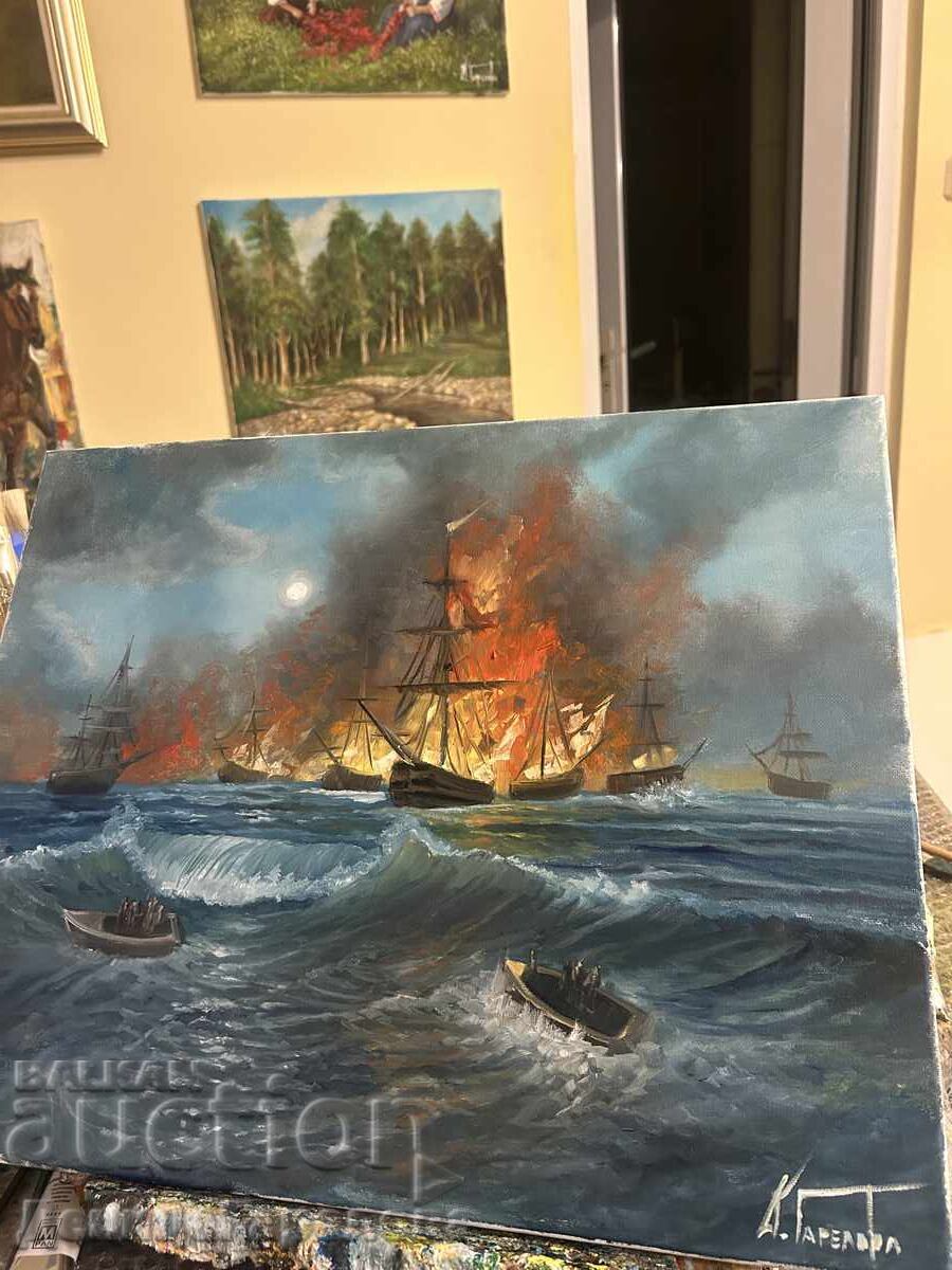 Denitsa Garelova painting 50/40 "Sea Battle" with price 170.00 BGN | € 86.92 Denitsa Garelova painting 50/40 "Sea Battle" with price 170.00 BGN | € 86.92