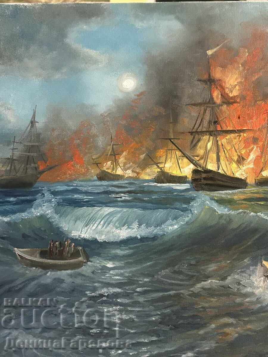 Delivery of Denitsa Garelova painting 50/40 "Sea Battle" Delivery of Denitsa Garelova painting 50/40 "Sea Battle"