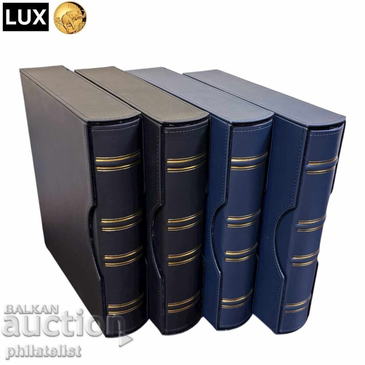 Dosar cu casetă LUX, piele ecologică – GRANDE standard A4, negru