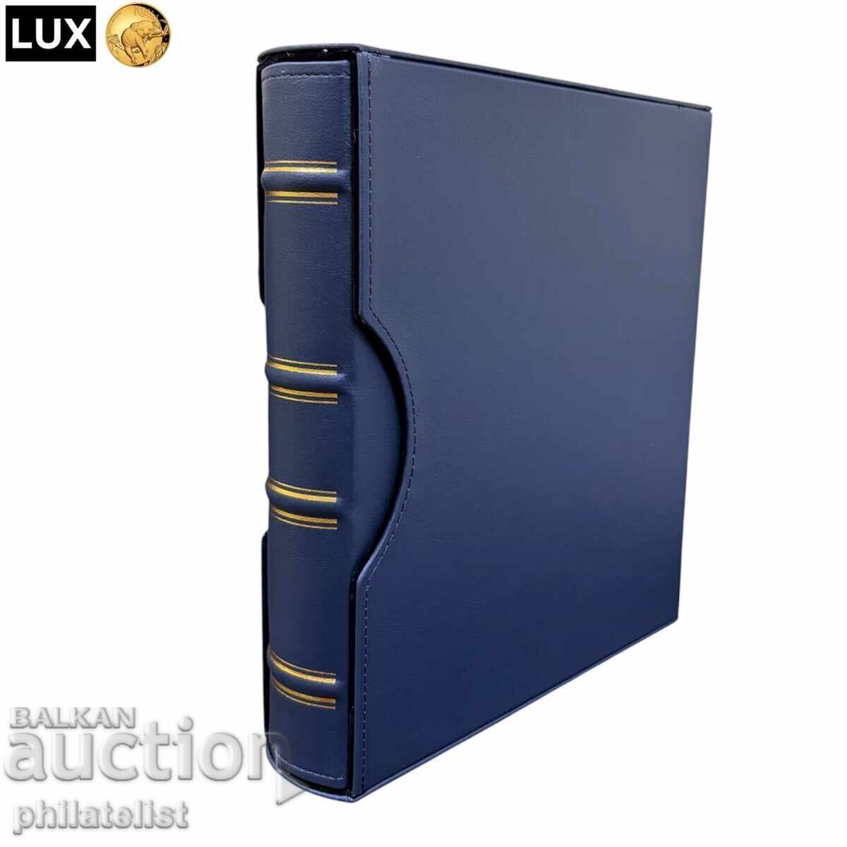 Licitație Dosar cu casetă LUX, piele ecologică – GRANDE standard A4, albastru