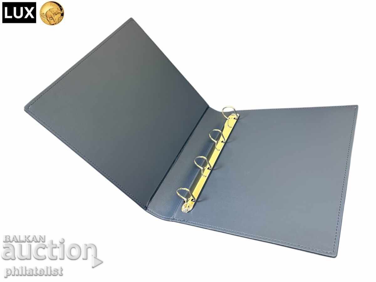 Delivery of Folder with cassette LUX, eco-leather - GRANDE standard A4, blue