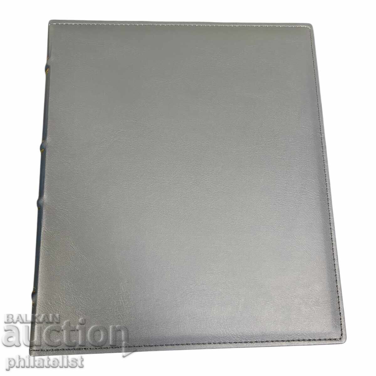 Dosar cu casetă LUX, piele ecologică – GRANDE standard A4, albastru - 6