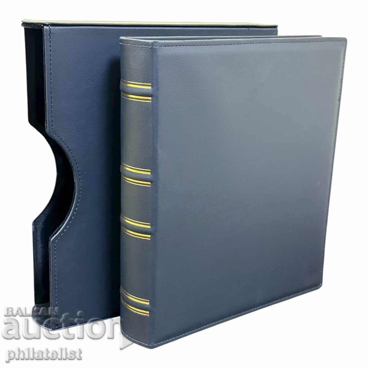 Folder with cassette LUX, eco-leather - GRANDE standard A4, blue