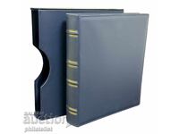 Dosar cu casetă LUX, piele ecologică – GRANDE standard A4, albastru