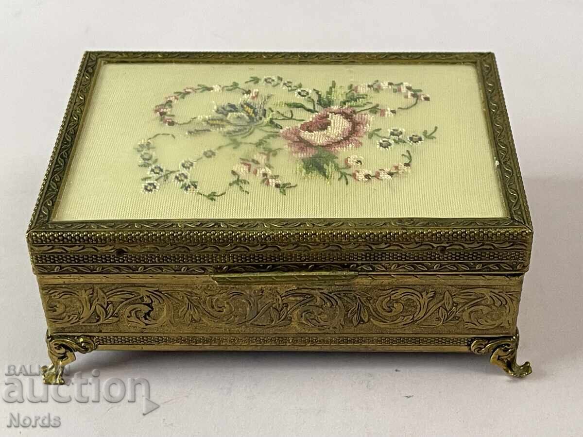 Vintage metal jewelry box
