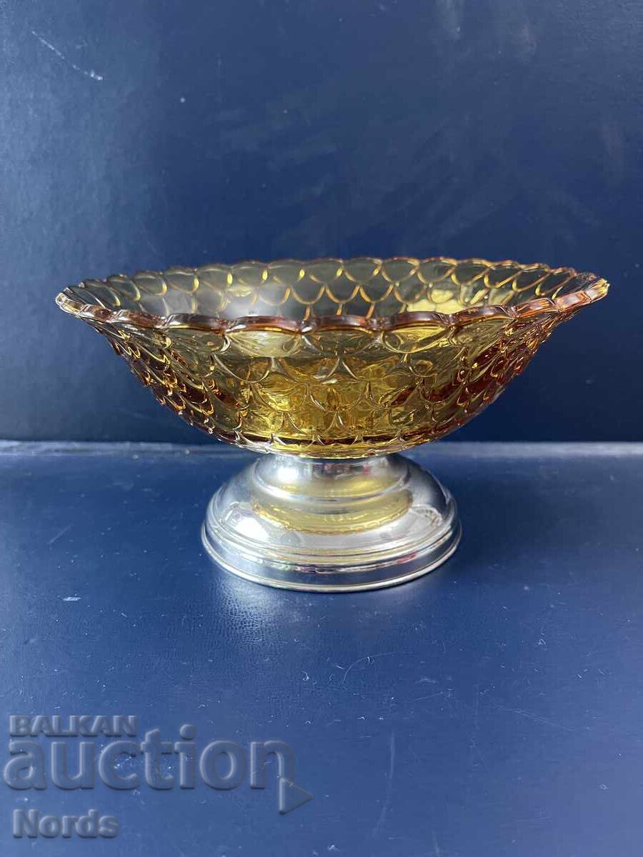 Glass fruit bowl on a metal stand - 7 Glass fruit bowl on a metal stand - 7